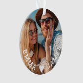 Schattigee liefde hart foto koppels gepersonalisee ornament (voorkant)