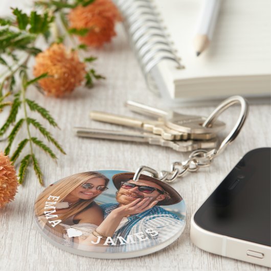 Schattigee liefde hart foto koppels gepersonalisee sleutelhanger (Voorkant Rechts)