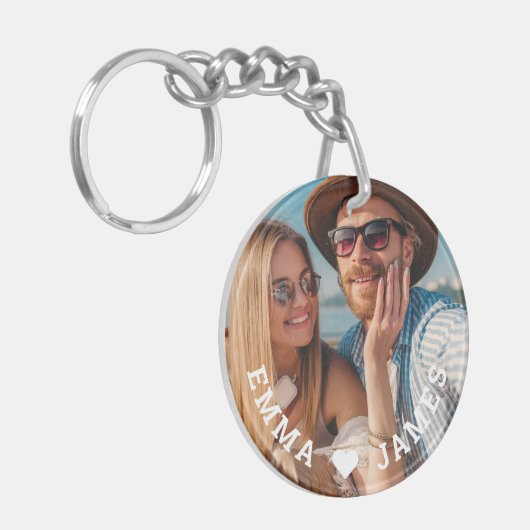 Schattigee liefde hart foto koppels gepersonalisee sleutelhanger (Voorkant Links)