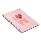 Schattigee Liefde Hart Roze Kleur Cartoon Patroon Notitieboek (Rechterzijde)