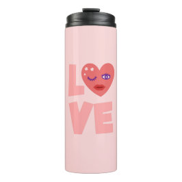 Schattigee Liefde Hart Roze Kleur Cartoon Patroon Thermosbeker