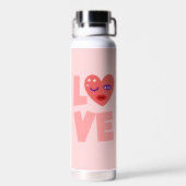 Schattigee Liefde Hart Roze Kleur Cartoon Patroon Waterfles (Achterkant)