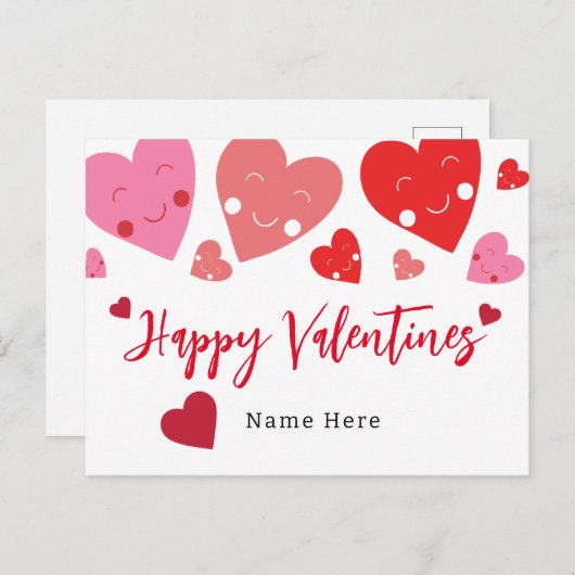 Schattigee Liefde Hart Valentijns Briefkaart (Voorkant / Achterkant)