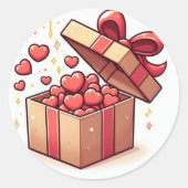 Schattigee Liefde Harten Gift Box Sticker (Voorkant)
