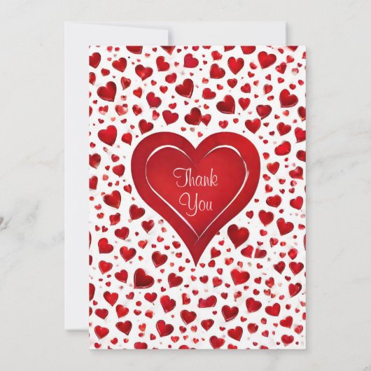 Schattigee liefde harten rood en wit bruiloft bedankkaart (Achterkant)