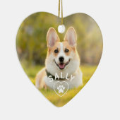 Schattigee liefde hond Pet Paw Print gepersonalise Keramisch Ornament (Rechts)