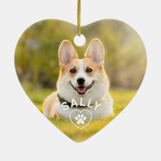 Schattigee liefde hond Pet Paw Print gepersonalise Keramisch Ornament (Achterkant)