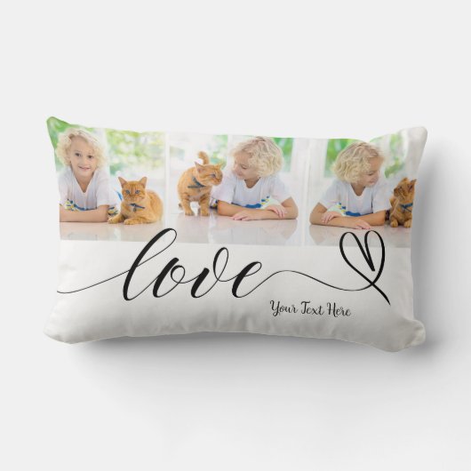 Schattigee liefde in Black Heart Script Custom 3 P Kussen (Achterkant)