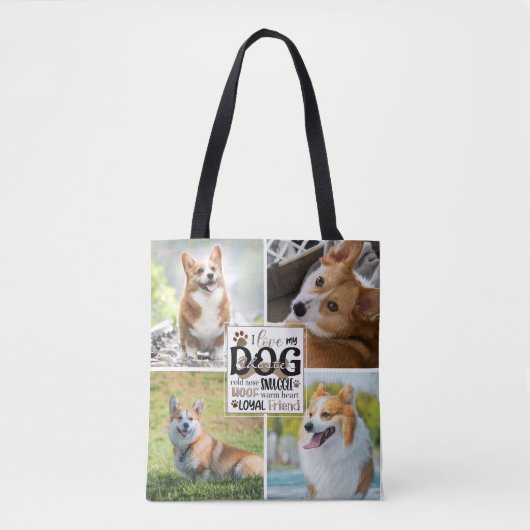 Schattigee LIEFDE MIJN HOND Fotocollage Gepersonal Tote Bag (Voorkant)