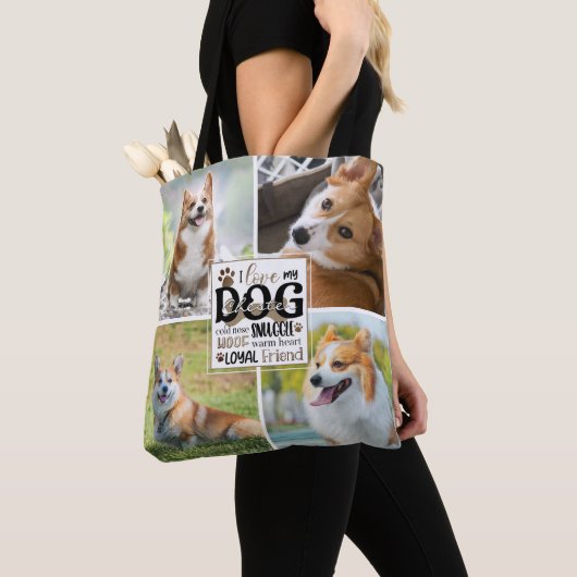 Schattigee LIEFDE MIJN HOND Fotocollage Gepersonal Tote Bag (Dichtbij)