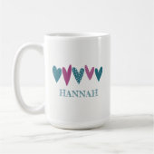 Schattigee Liefde Naam Harten Blauwgroen Turquoise Koffiemok (Links)