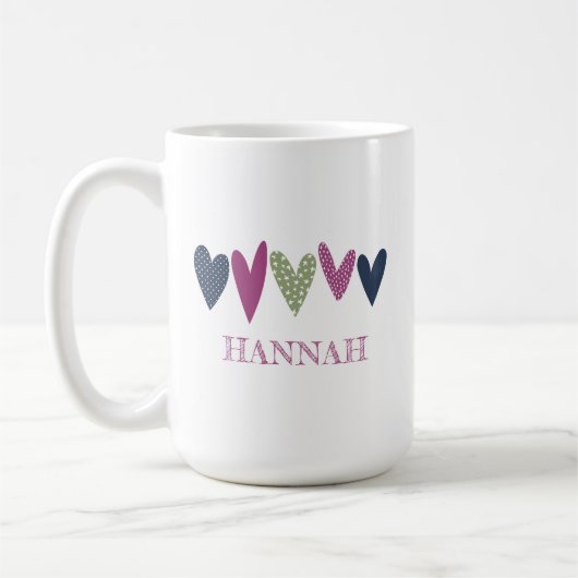 Schattigee Liefde Naam Hearts Avocado Navy Coffee  Koffiemok (Links)
