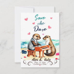 Schattigee Liefde Otter Bruiloft Bewaar de Datum A Save The Date