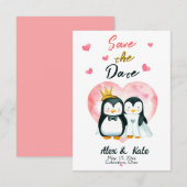 Schattigee Liefde Pinguïn Bruiloft Save the Date (Voorkant / Achterkant)