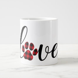 Schattigee Liefde Plaid Paw Print Fancy Typografie Grote Koffiekop