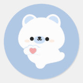 Schattigee liefde Polar Beer Ronde Sticker (Voorkant)