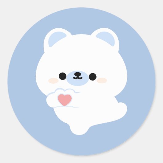 Schattigee liefde Polar Beer Ronde Sticker (Voorkant)