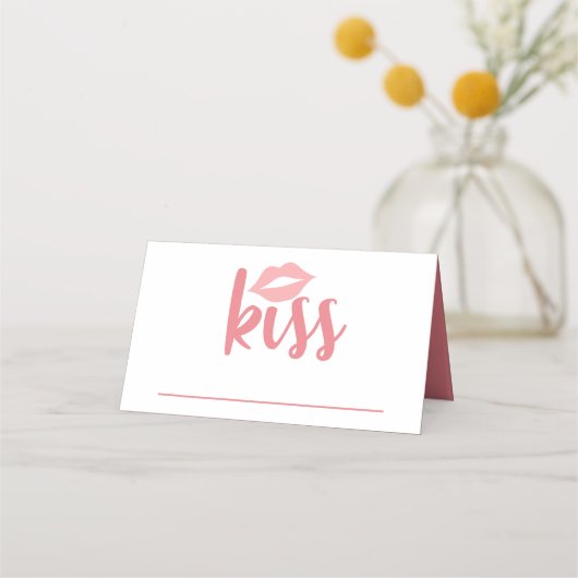 Schattigee liefde roze lippenstift kus bruiloft Vr Plaatskaartje (Voorkant)