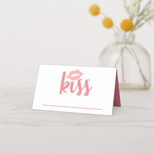 Schattigee liefde roze lippenstift kus bruiloft Vr Plaatskaartje