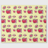 Schattigee liefde stripstijl geel hart geschenken cadeaupapier (Vlak)