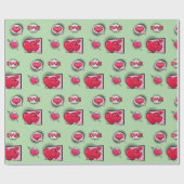 Schattigee liefde stripstijl groene hart geschenke cadeaupapier (Vlak)