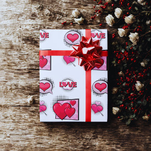 Schattigee liefde stripstijl rode zwarte hart gesc cadeaupapier