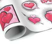 Schattigee liefde stripstijl rode zwarte hart gesc cadeaupapier (Rol Hoek)