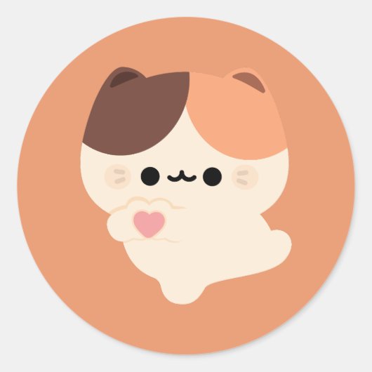 Schattigee liefde Tortie Cat Ronde Sticker (Voorkant)