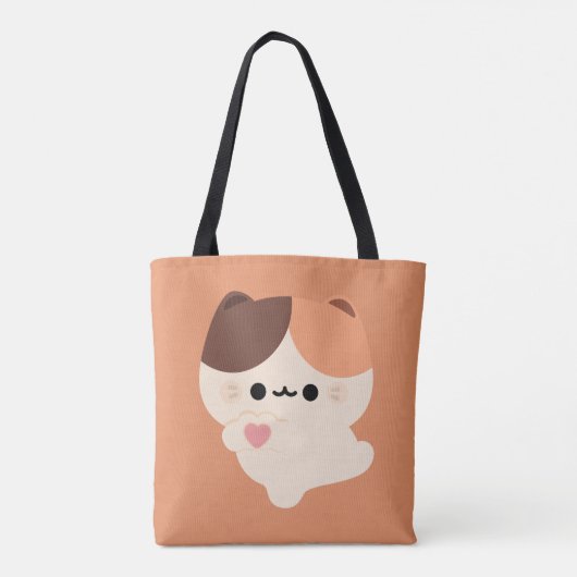 Schattigee liefde Tortie Cat Tote Bag (Achterkant)