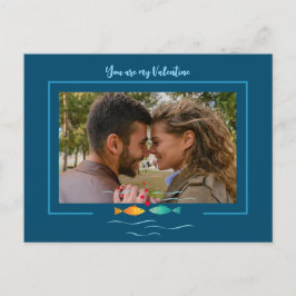 Schattigee liefde vis in de oceaan aangepaste foto briefkaart