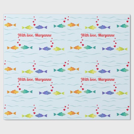 Schattigee liefde vis in de oceaan cadeaupapier (Vlak)