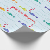 Schattigee liefde vis in de oceaan cadeaupapier (Hoek)