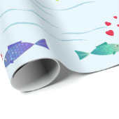 Schattigee liefde vis in de oceaan cadeaupapier (Rol Hoek)