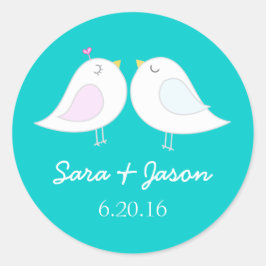 Schattigee liefde vogels aqua bruiloft sticker