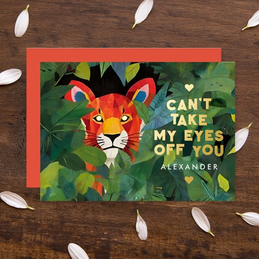 Schattigee Liefde Woorden Kleurrijk Oerwoud Wild T Folie Feestdagenkaart