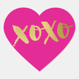 SCHATTIGEE LIEFDE XOXO HEART modern goud felroze Hart Sticker