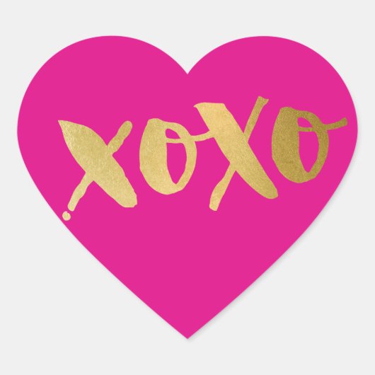 SCHATTIGEE LIEFDE XOXO HEART modern goud felroze Hart Sticker (Voorkant)