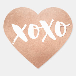 SCHATTIGEE LIEFDE XOXO HEART modern roos goud tren Hart Sticker