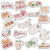 Schattigee liefdesformule Set Vinyl Sticker (Voorkant)