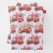 Schattigee Liefdestruck met hart en bloemenpatroon Inpakpapier Vel (In situ)