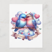 Schattigee liefdesvogels voor altijd jouw Valentij Feestdagenkaart (Voorkant)