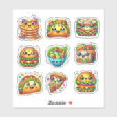 Schattigee liefhebbers van gemengd eten sticker (Vel)