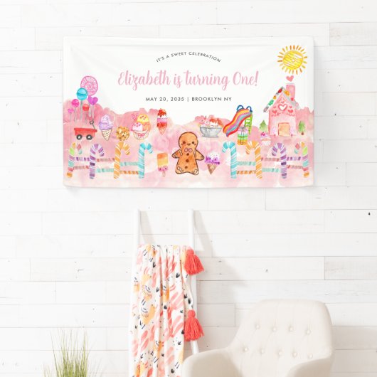 Schattigee lieve viering candyland kinderen verjaa spandoek (Insitu)