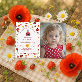 Schattigee lieveheersbeestje 1e verjaardag foto ui kaart