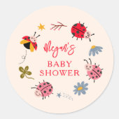 Schattigee lieveheersbeestje Baby shower gunst Ronde Sticker (Voorkant)