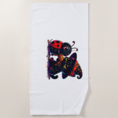 Schattigee lieveheersbeestje en zwarte kat Hallowe Strandlaken (Voorkant)