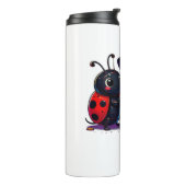 Schattigee lieveheersbeestje en zwarte kat Hallowe Thermosbeker (Gedraaid links)