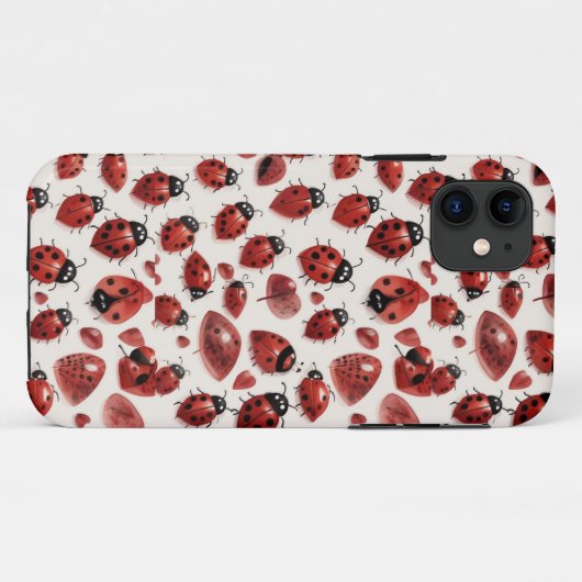 Schattigee lieveheersbeestje harten lovebug handge Case-Mate iPhone case (Achterkant (horizontaal))