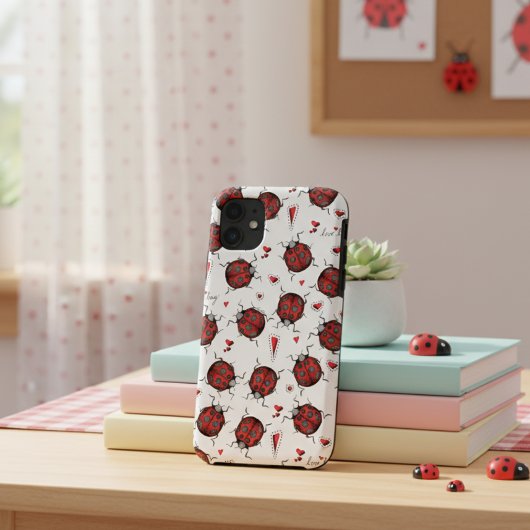 Schattigee lieveheersbeestje harten lovebug handge Case-Mate iPhone case