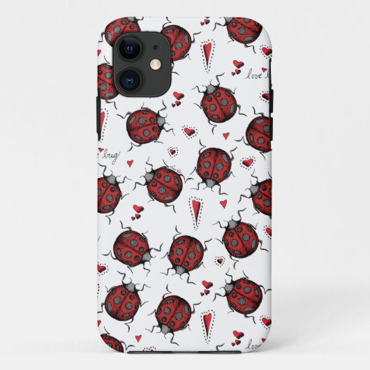 Schattigee lieveheersbeestje harten lovebug handge Case-Mate iPhone case (Achterkant)